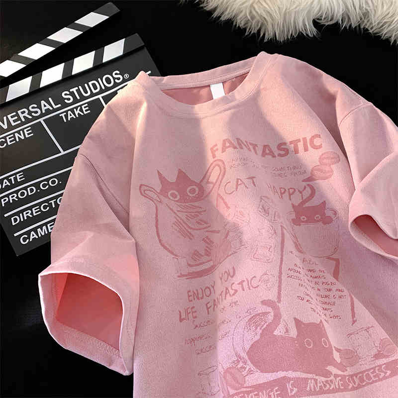 Suede Short Sleeve T T-shirt Men Fashion Brands Summer Loose Half Sleeve Fashion Ins Simple Printed Top