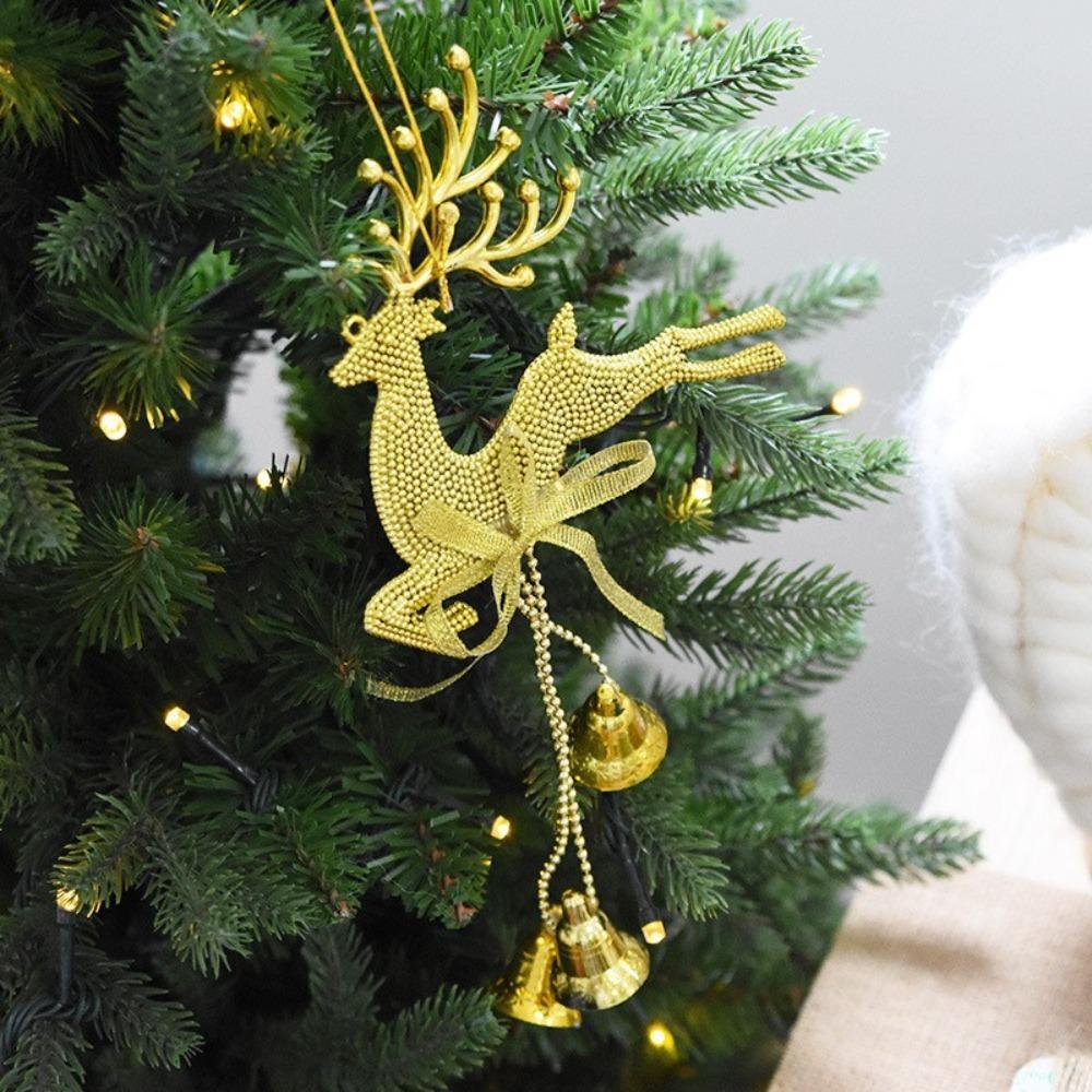 Gold Xmas Tree Hanging PVC Christmas Reindeer Pendant New Year Christmas Deer Pendant