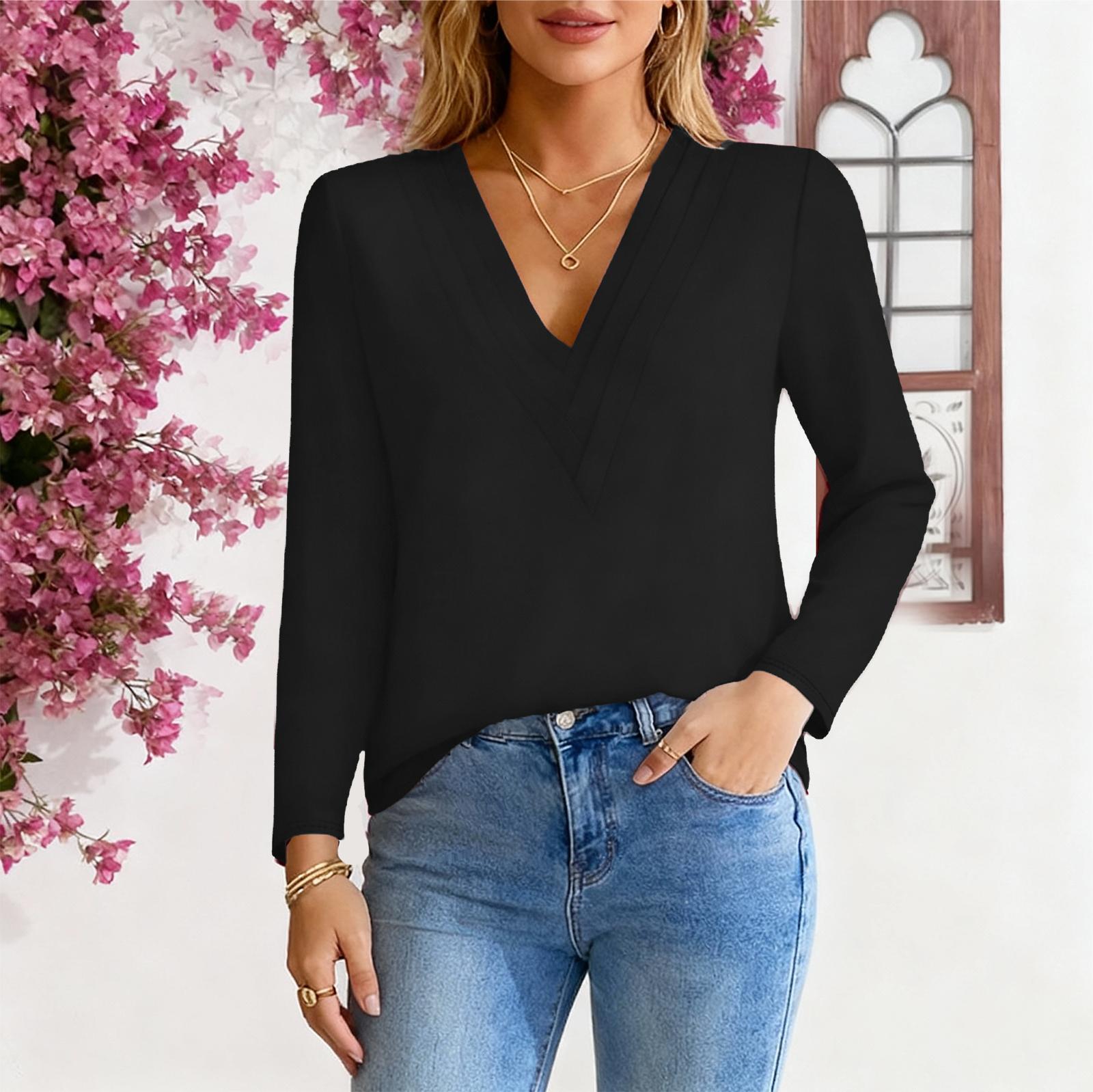 

Женская модная повседневная цветная свободная удлиненная футболка с длинным рукавом L чёрный