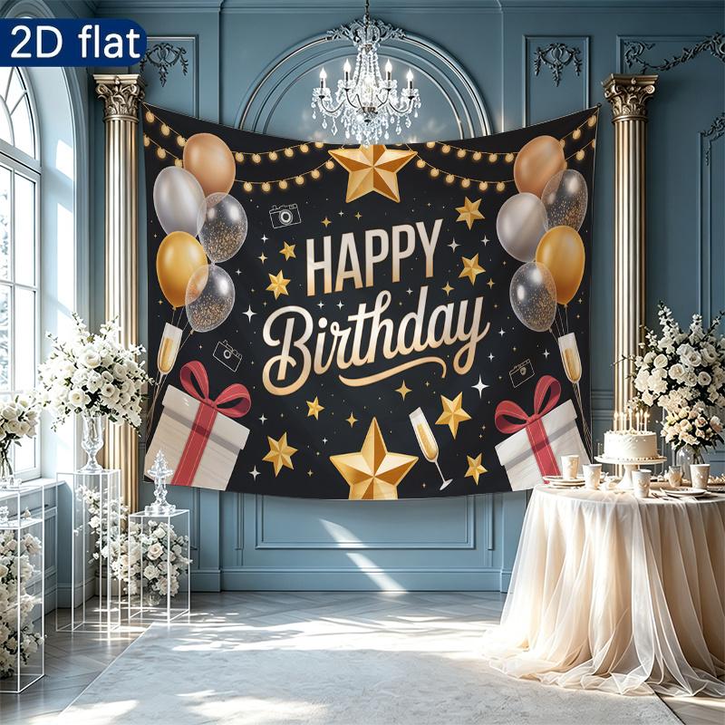 Party Backdrop Happy Birthday Birthday Stars Silver Photo Booth Background Front Door Decor