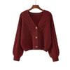 Womens Cable Knit Sweater Coat Autumn Winter Short Cardigan V Neck Top