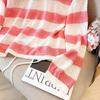 Sunscreen casual contrasting striped long-sleeved t-shirt knitted thin top trendy