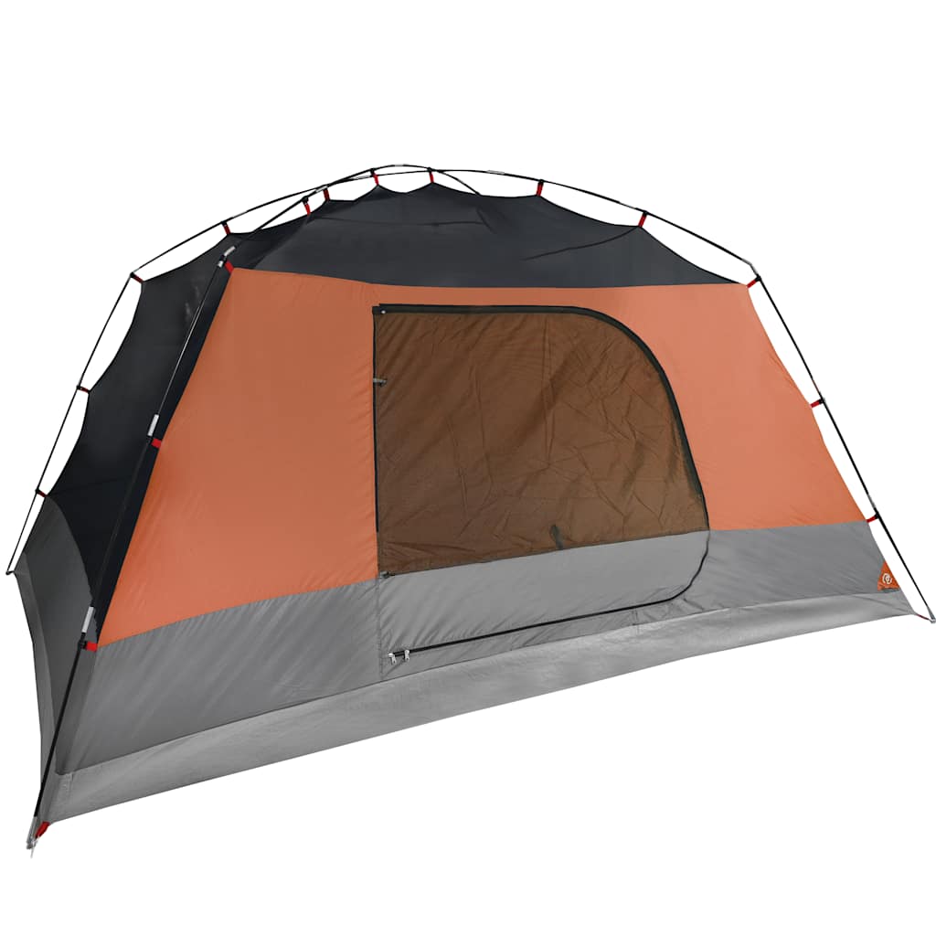 4 Person Camping Tent with Awning Orange Waterproof