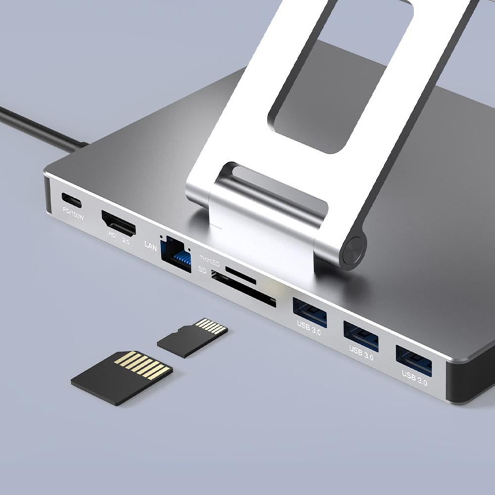 Docking Station Laptop Stand Aluminum Alloy Multiple Ports Hub HDMI-Compatible PD USB3.0 TF RJ45 Ethernet USB C Docking Station