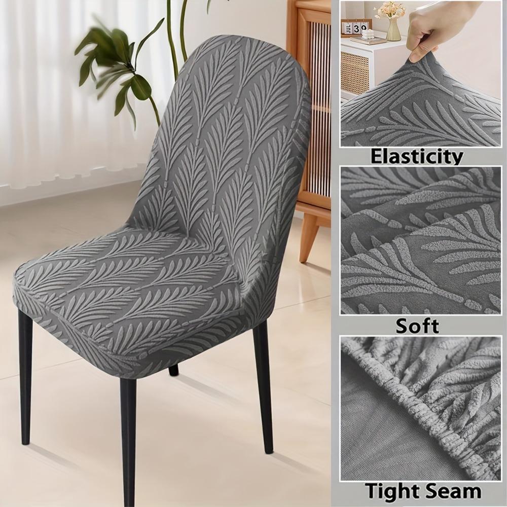 Stretch Chair Cover Leaf Jacquard Dining Chair Slipcover Solid Color Curved Chair Protector for Party Home Pokrowce Na Krzesła