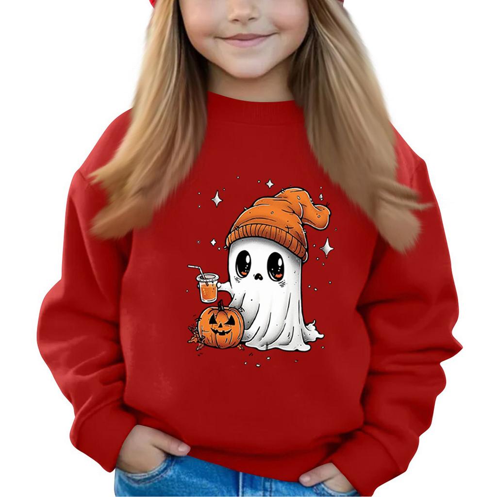 Halloween Day Girls Round Neck Pullovers For Kids Printed Baby Tops