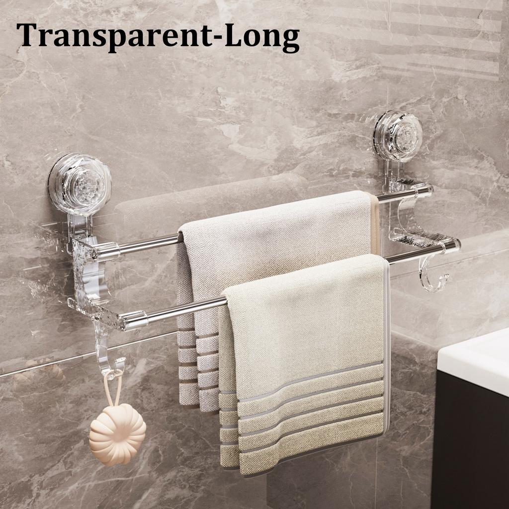 Removable Stainless Steel Suction Cup Towel Rack Bedroom Bathroom Special Punch-free Storage Rack Silver Suction Cup