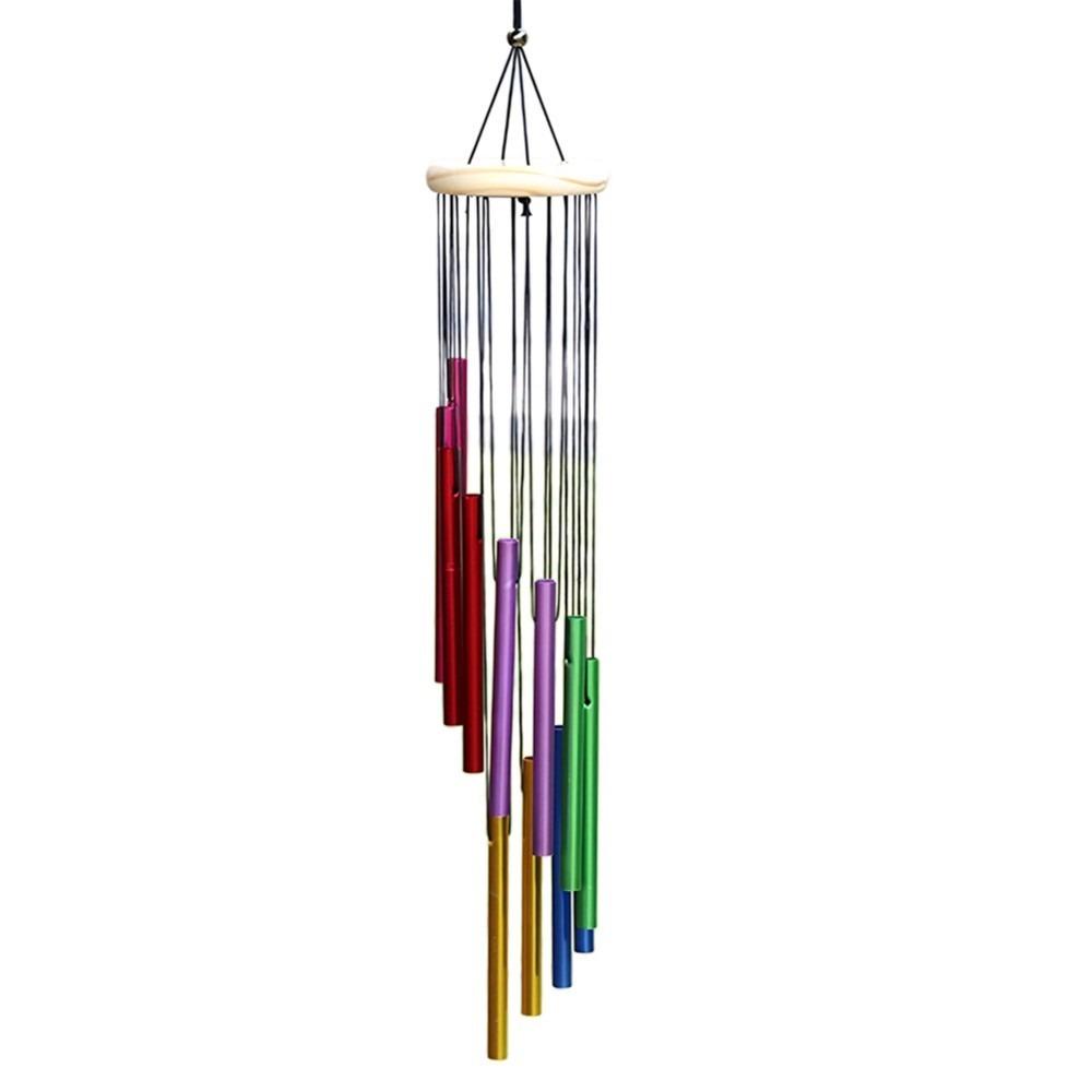 Colorful Outdoor Wind Chimes Hollow Metal Tubes 12 Tubes Aluminum Tube Wind Chime With Hook Hanging Wind Chimes