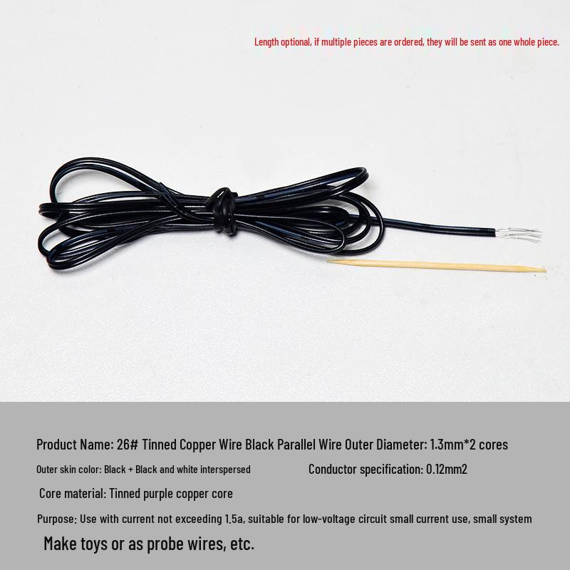 Handmade DIY 1mm Copper Core Wire Toy - Red/Black DC Circuit Leads