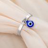 Evil Eye Open Ring for Women Adjustable Stainless Steel Blue Eye Nazar Amulet Protection Band Dainty Lucky Charm Jewelry