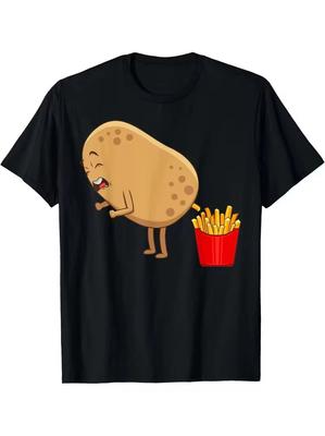 Amusing Potato and Fries Graphic Tee Shirt