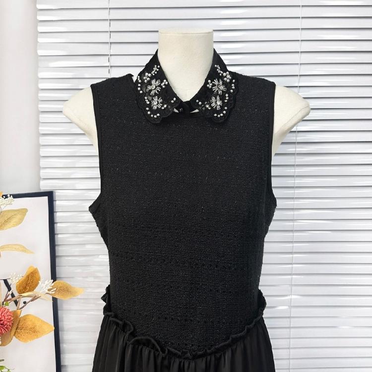 Eleganter Wiederverwendbarer Falscher Kragen Verziert mit Künstlichen Perlen Design Freundliches Polyester Business Meeting Kragen-Enhancer