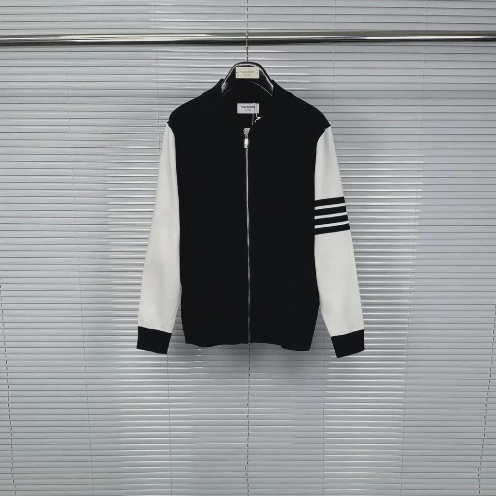 TB Tom Autumn/Winter British-Style Knitted Cardigan with Zipper Sleeves and Oblique Pockets