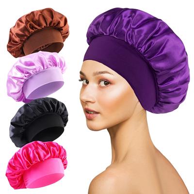 Weiche Seidensatin gefütterte Haube Große Satin-Haube Haushalt Schlaf Duschhaube Haarwickel Abdeckung für langes Haar Salonwerkzeug
