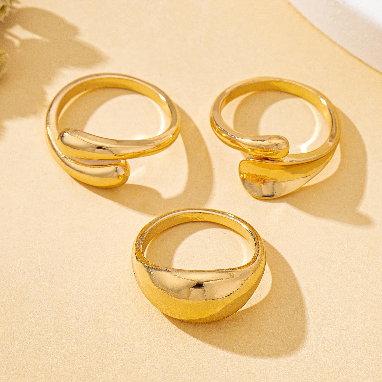 

3-Piece Set of Women s Rings, Stylish and Unique, Adjustable Open Design, Simple Ol Style Rings, Suitable for Daily Wear золотистый