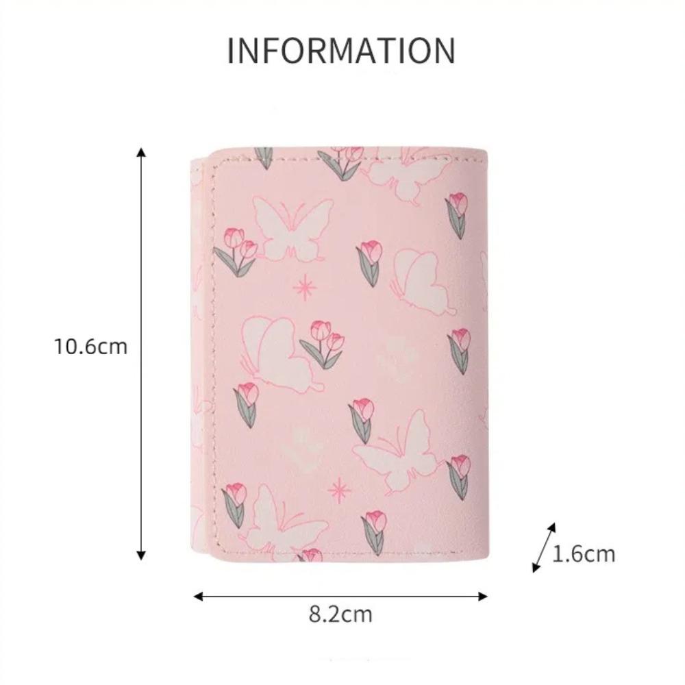 Portefeuille Femme Couleur Rose Doux Cuir PU Multi Cartes Sac Photo Porte-Cartes Floral Nœud Extérieur