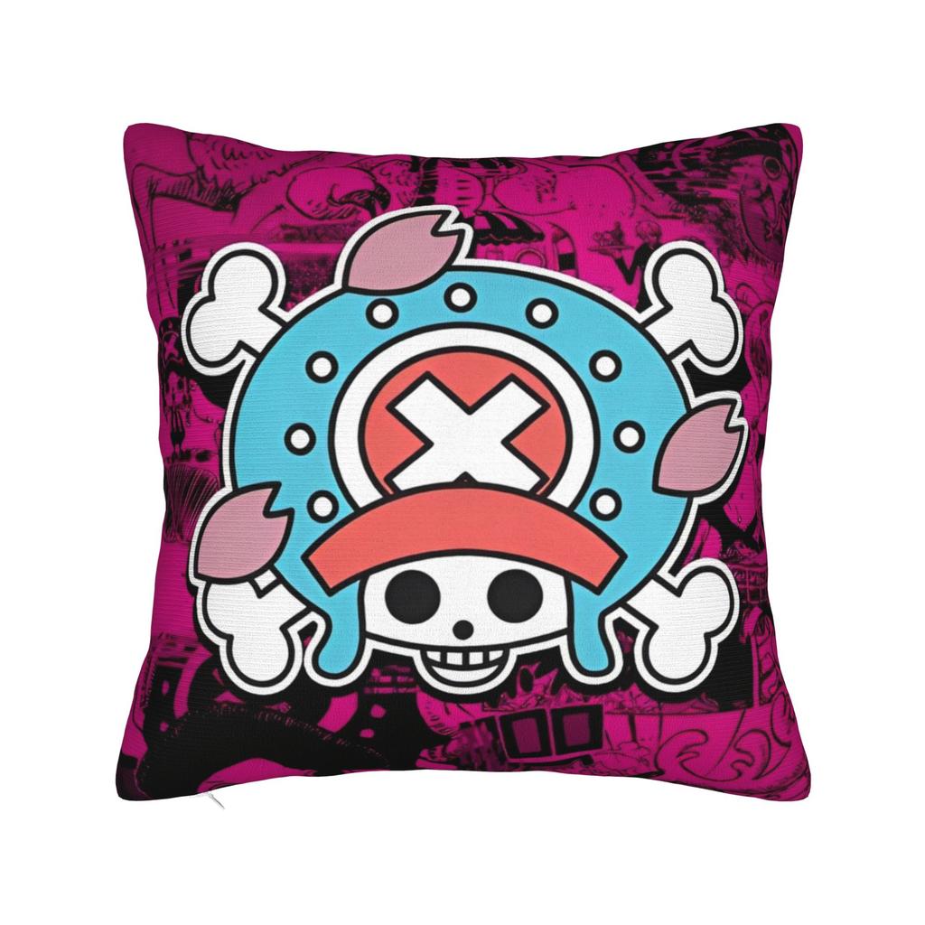 Luffy Anime  Skull Square Pillow Case  Cushion Cover Funny Zipper Decorative Pillowcover for Sofa Cm