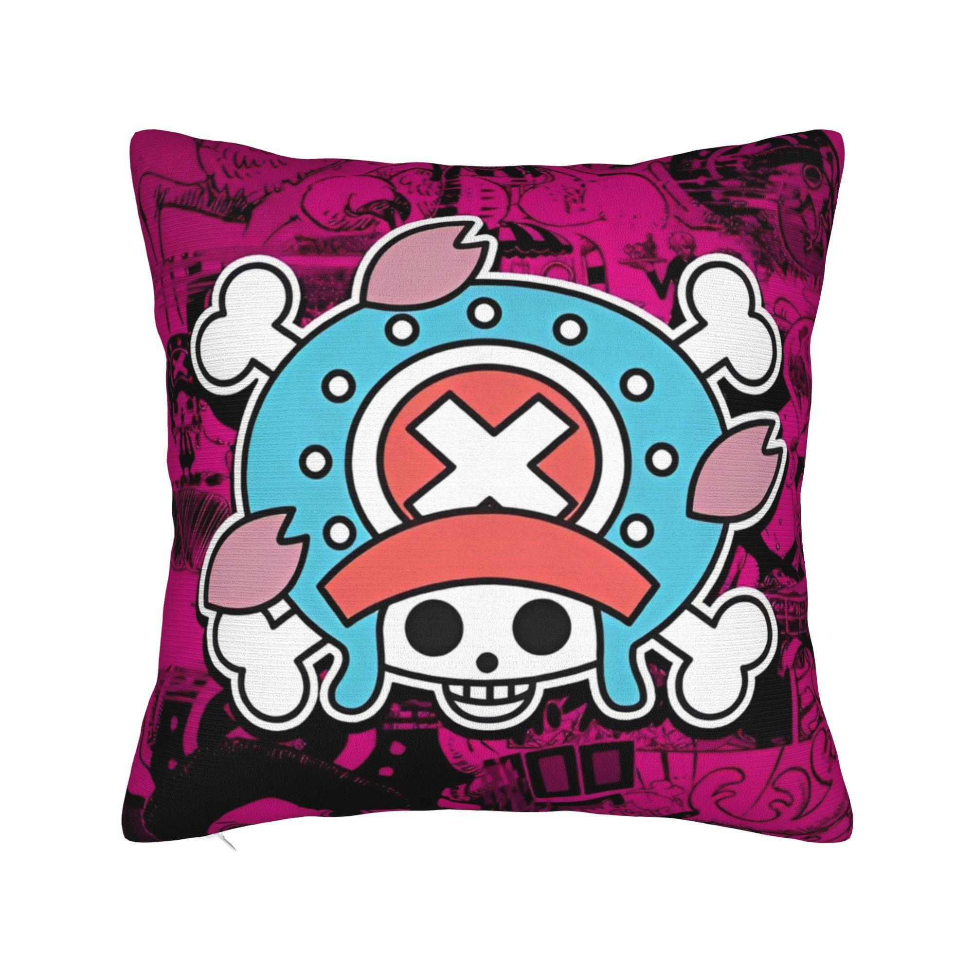 Luffy Luffy Anime Square Pillow Case Polyester Throw Pillow The King Of Kirates Fashion Pillowcase Peach skin 18*18(CM)-1Pcs