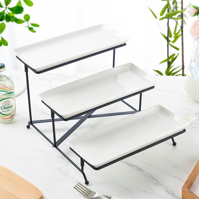Platter Stand Serving Tray Rack 3 Layer Display Tray Rack Dish Shelf Organizer Food Dish Display Stand Kitchen For Dessert Tray