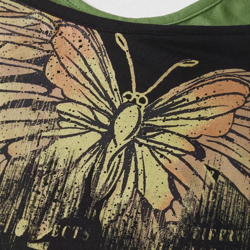 Y2K Summer Tight Butterfly Printed Fake Two Piece T-shirt