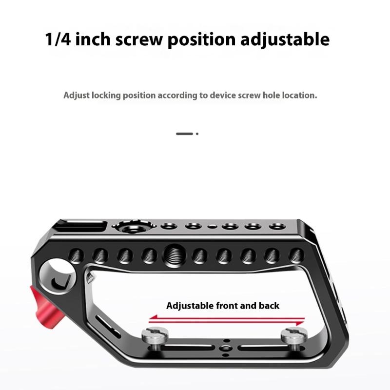 Aluminum Alloy Top Handle Grip DSLR Camera Cage with Double Cold Shoe Mounts 1/4 /3/8 Hole For Accessory Compatibility