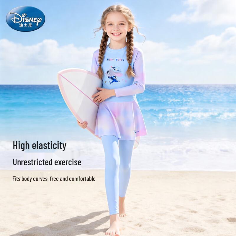 Disney Girls' Long-Sleeve Rash Guard Swimsuit Set