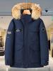 Mittellange Unisex-Daunenjacke mit Pelzkragen für extreme Kälte