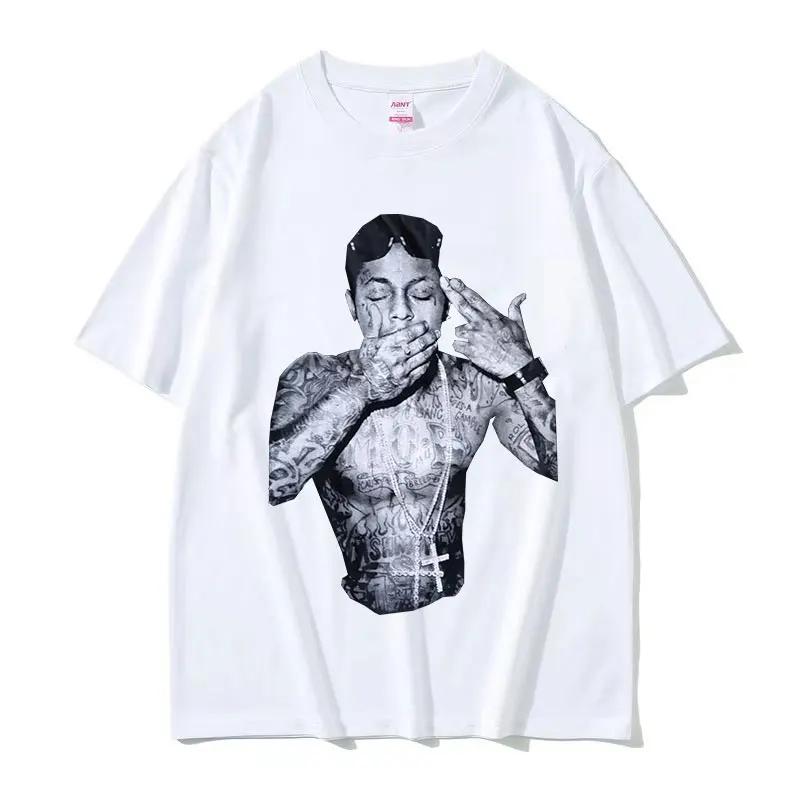 Custom Shirt Rapper Lil Wayne Print Graphic T Shirt Unisexs Cool Hip Hop Gothic Clothing Tshirts Y2k Unisex Retro Oversized Cotton T