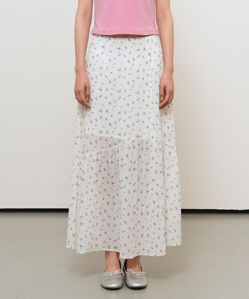 GENERALIDEA Flower Shirred Maxi Skirt [White] / Gf2Lsk521