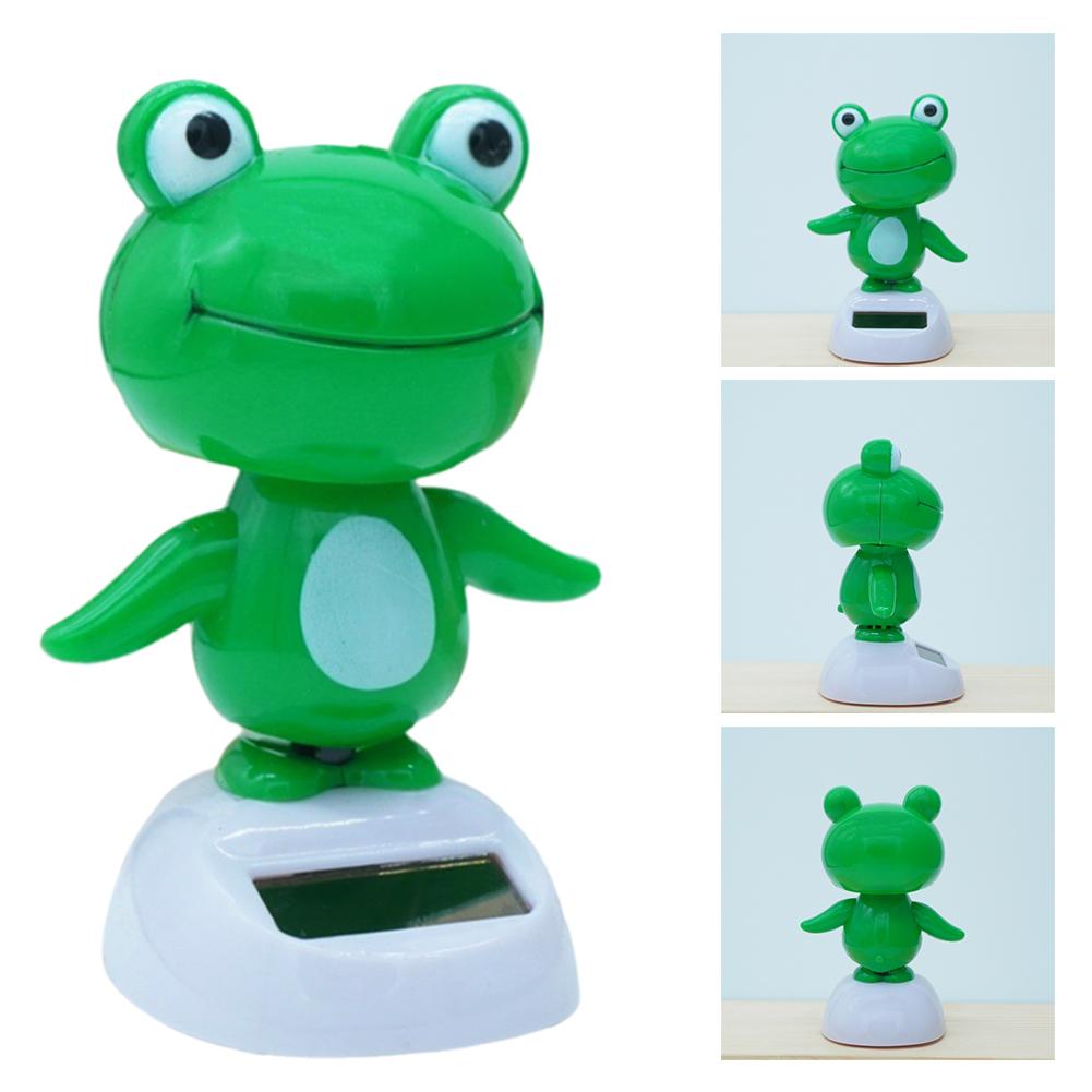 Solar Powered Dancing Frog Car Dashboard Decoration Auto Frog Car Deco Swinging Head Shake Frog Bobble Head Interior Orname A2B7