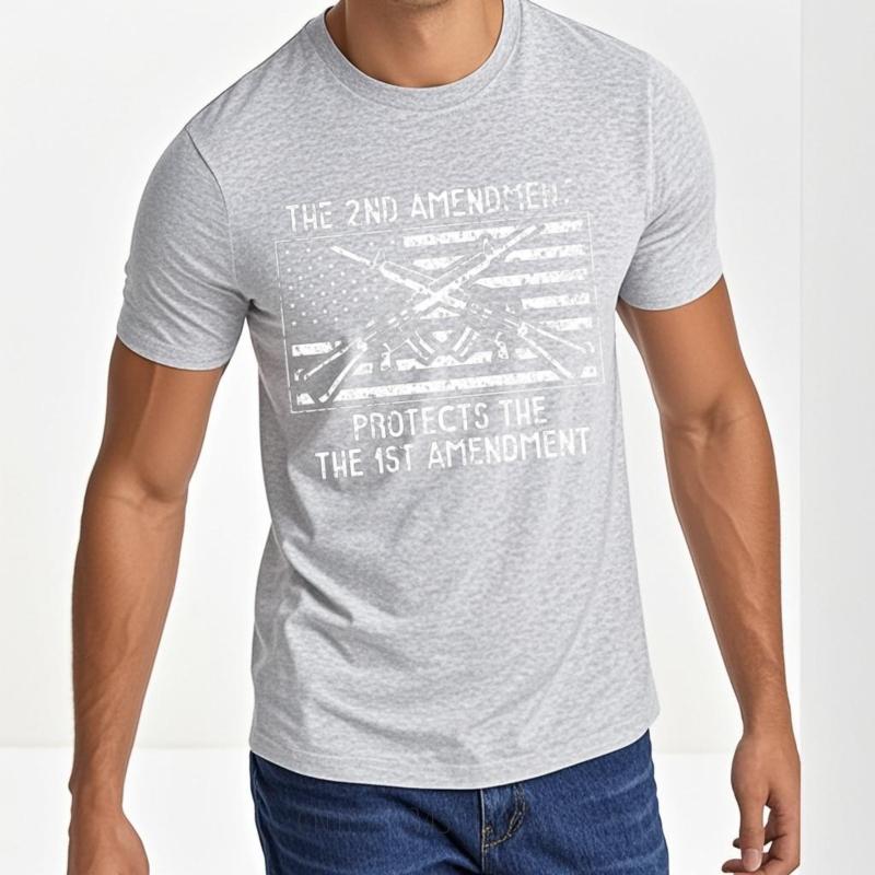 Soft Cotton Tee Workout Men short sleeve tshirt Casual The Second Amendment Protects The First Amendment Stylish For him Tshirt