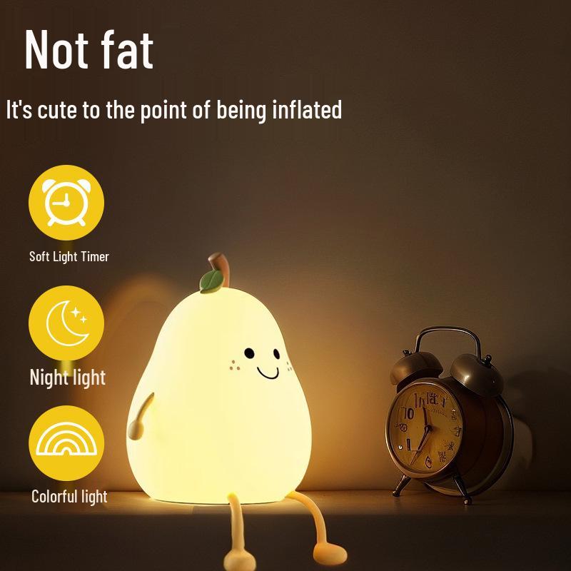 Pear-Shaped Silicone Night Light - Cute Atmosphere Lamp for Girls' Bedroom, Birthday Gift, Bedside Table Lamp