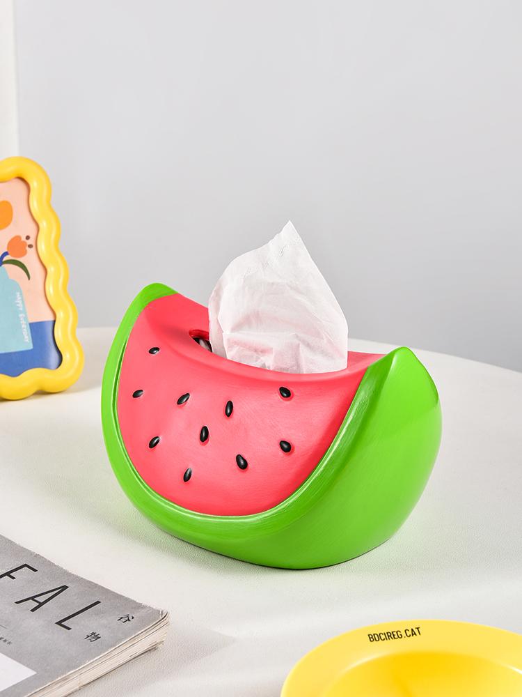 Advanced Sense Watermelon Tissue Box Desktop Home Ceramic Living Room Porch Coffee Table Decoration Portable Creative Paper Box