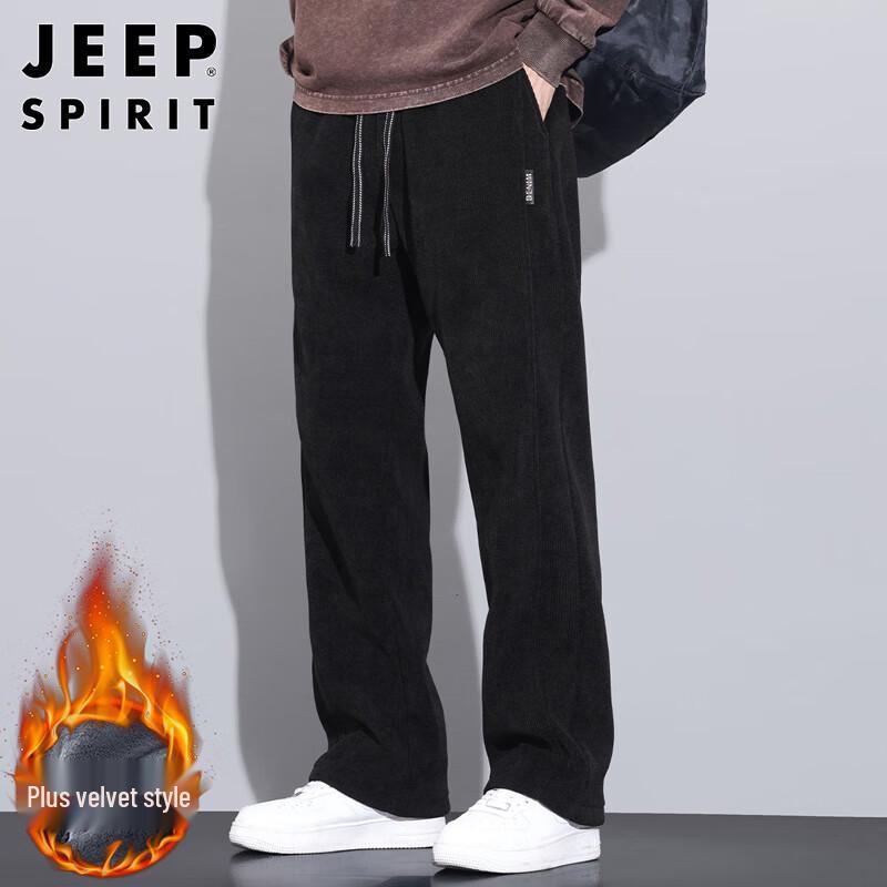 

JEEP SPIRIT Men s Fleece-Lined Corduroy Straight-Leg Casual Pants 3XL
