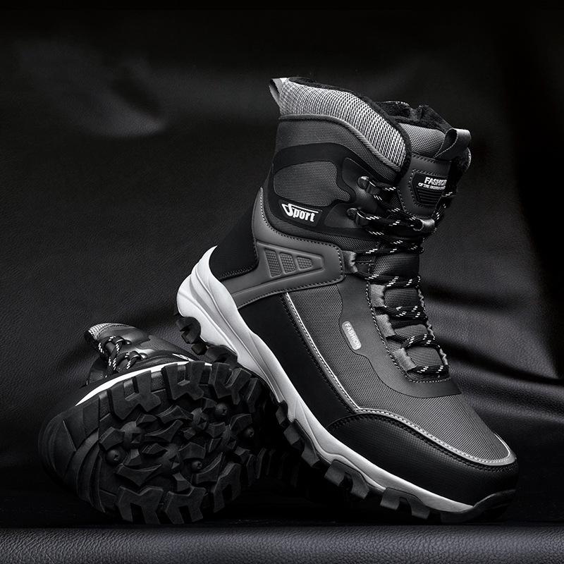 

Мужские высокие зимние ботинки, нескользящая и водонепроницаемая хлопковая обувь, мужские ботинки martin с плюшевой и толстой изоляцией