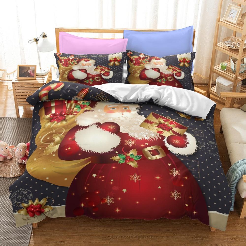 Christmas Series Bedding Three-Piece Home Textile Kit Digital Printing Production