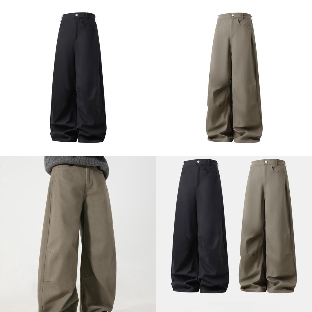 American Retro Pleated Cargo Pants With Cotton Fabric For Casual Youth Fashion