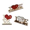 Valentine's Day Love Table Sign with Base Farmhouse Rustic Wooden Love Letter Ornament Anniversary Wedding Party Tabletop Decoration