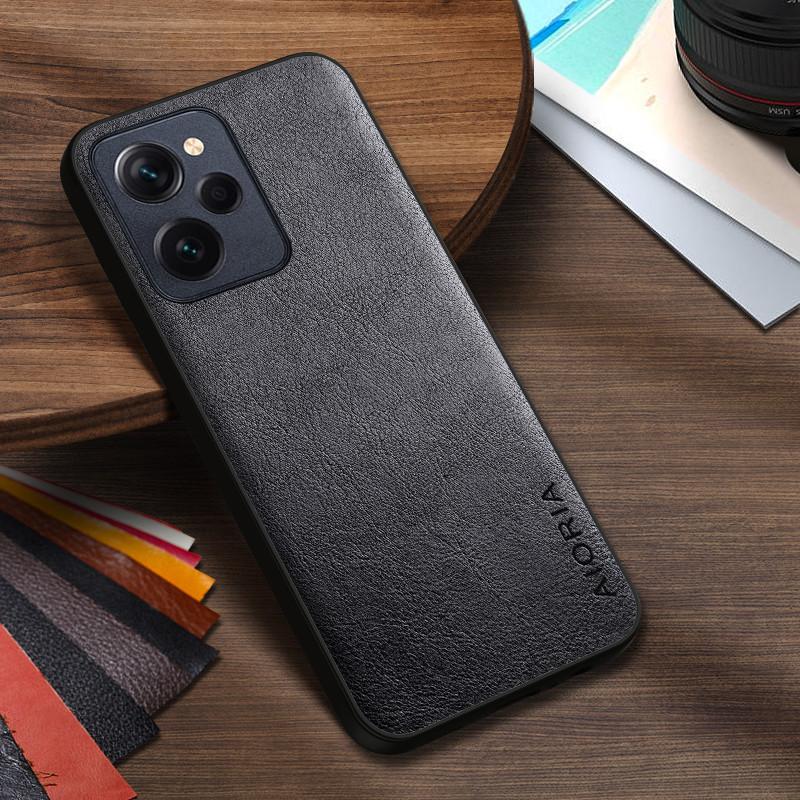 

Роскошный чехол из ПУ-кожи для Poco X5 Pro F5 Pro Бизнес-дизайн однотонный чехол для телефона Мягкий ТПУ и;Жесткий ПК Poco X5 чёрный