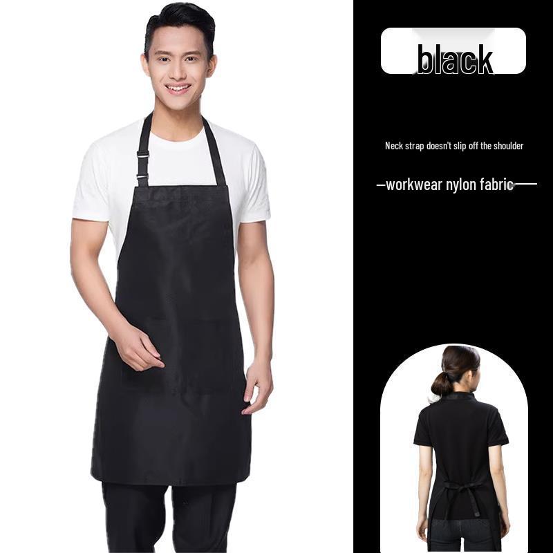 

2026 Waterproof Black Waist Apron, Oil-Proof with Printed Logo for Coffee, Milk Tea, Kitchen, Hotel & Catering Use