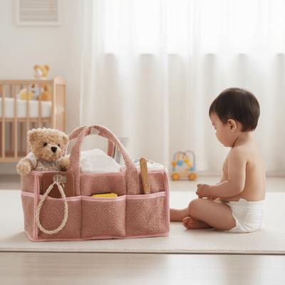 Bolsa Multifuncional para Fraldas de Bebê Grande Capacidade Divisória Removível Cesta para Fraldas de Bebê com Alça Cesta de Armazenamento de Fraldas Recém-nascido