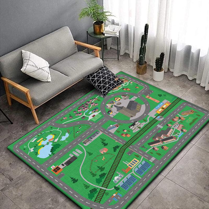 

Дитячий килимок для повзання Карта маршруту руху Дорожній знак Килимки Килимок Вітальня Диван Кавові килимки Прикраса дому 100x150cm(39x59 in)