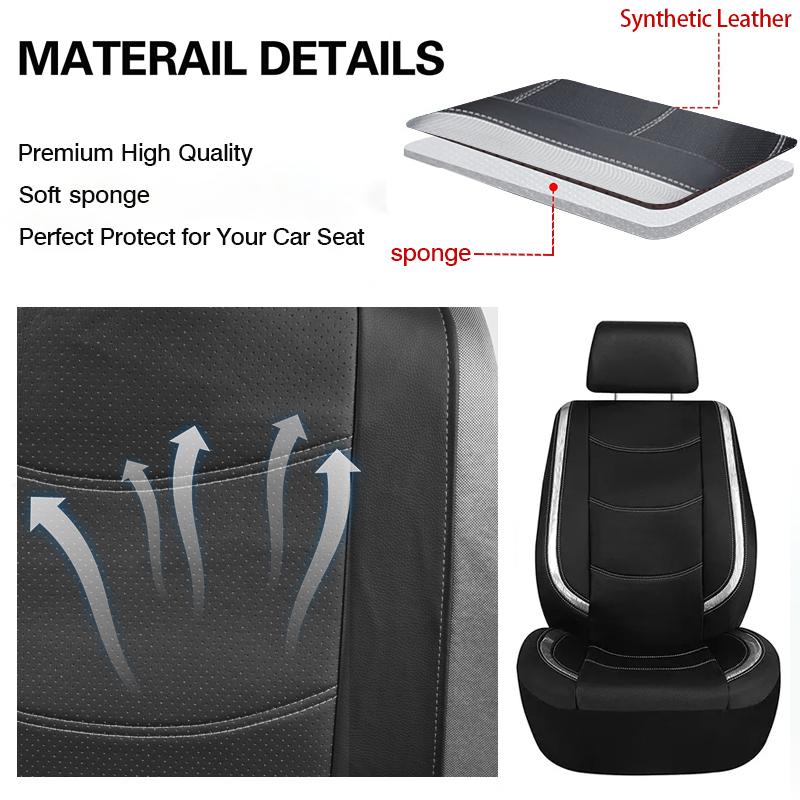 AUTO PLUS Universal Car Seat Cover Set Pu Leather Vehicle Cushion Full Surrounded Protector Fit Most Car Suv Truck  Accessories