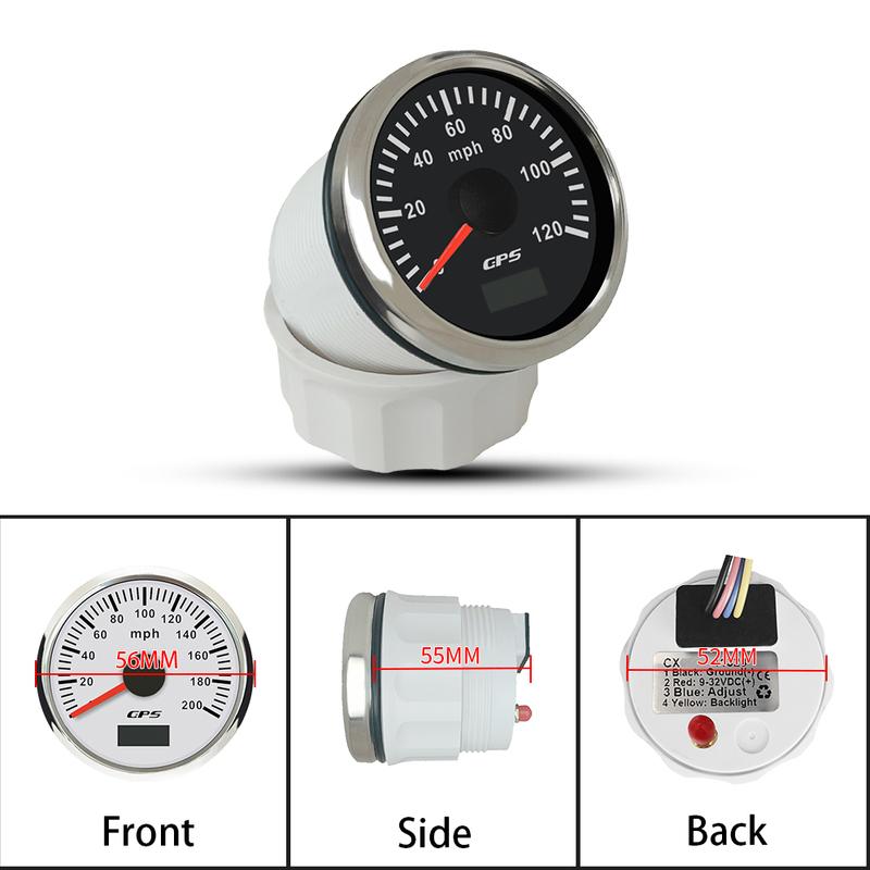 ELING 52mm GPS Speedometer 30M 0-60M 80MPH 120M 0-200MPH Odometer with 7 Colors Backlight for Car Truck Boats