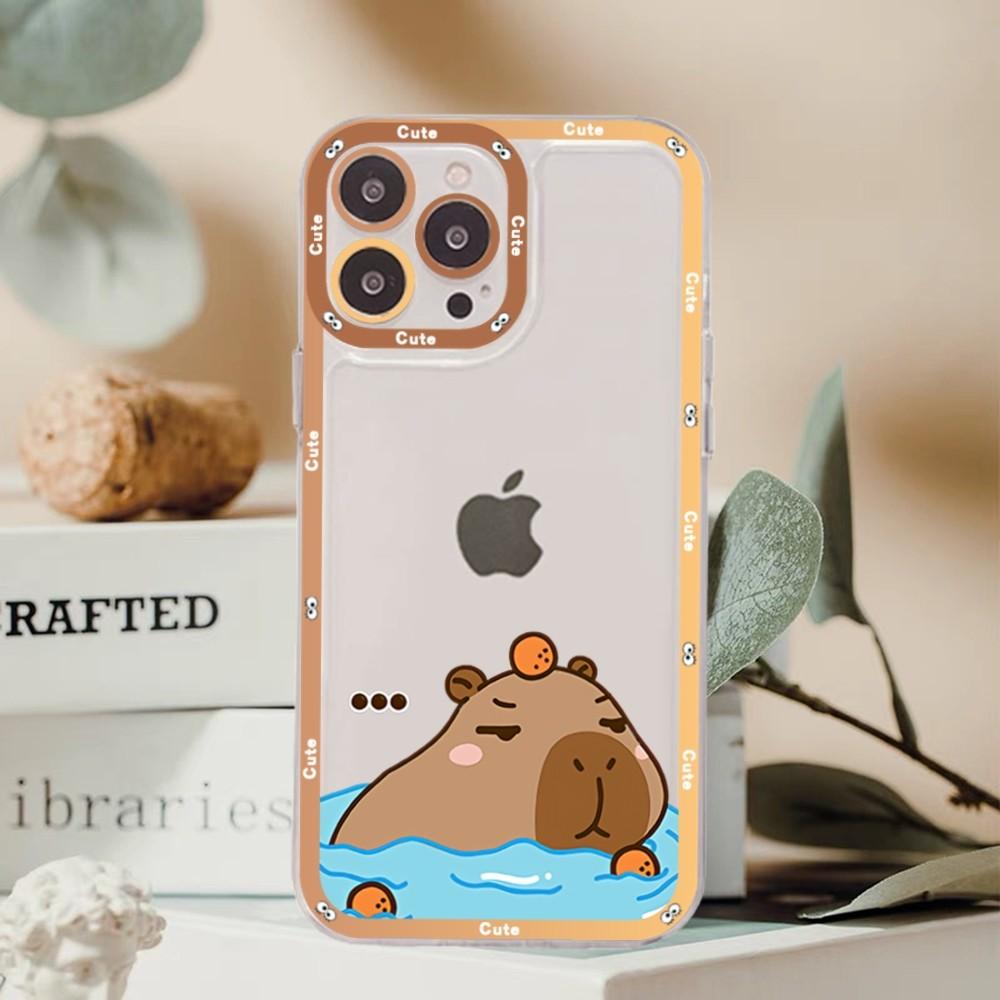 Cartoon Capybara Phone Case For iPhone 15 11 12 13 14 Mini Pro Max XR X XS TPU Clear Case