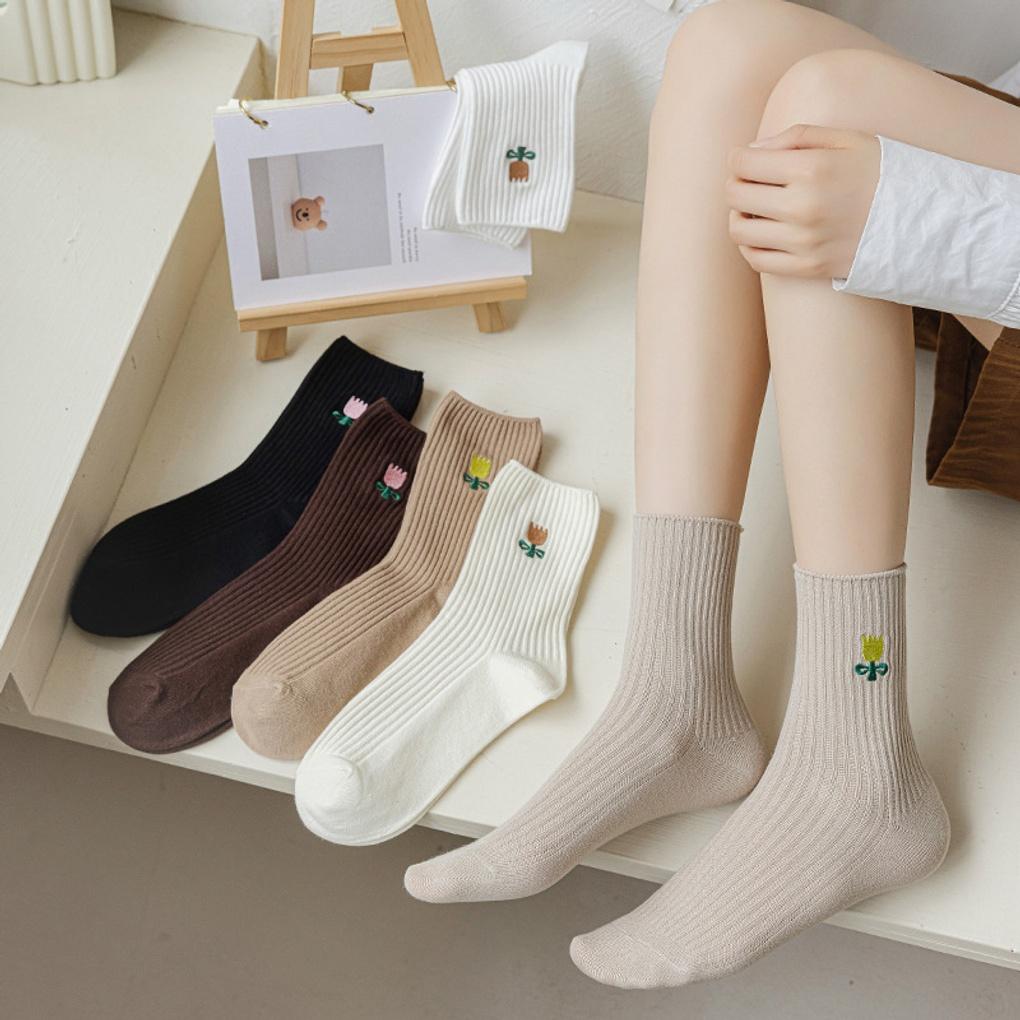 3 Pairs of Women s Tulip Embroidered Gore-Tex Socks 3 pairs (random colors)