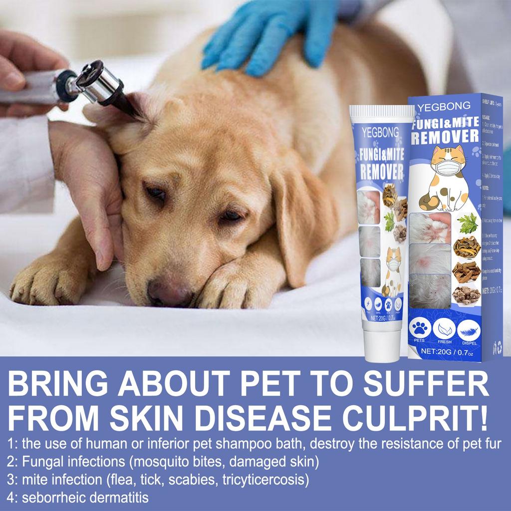 Pomada para Eliminar Ácaros de Mascotas Perro para la Piel - Hongos Prurito Eliminación Anillo de Ácaros Tiña Cuidado Externo