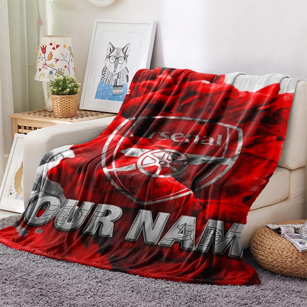 1PC Custom Name Arsenal Patterned Flannel Blanket Suitable For All Seasons for Home Decor Warmth and Comfort Gifts Holiday Present