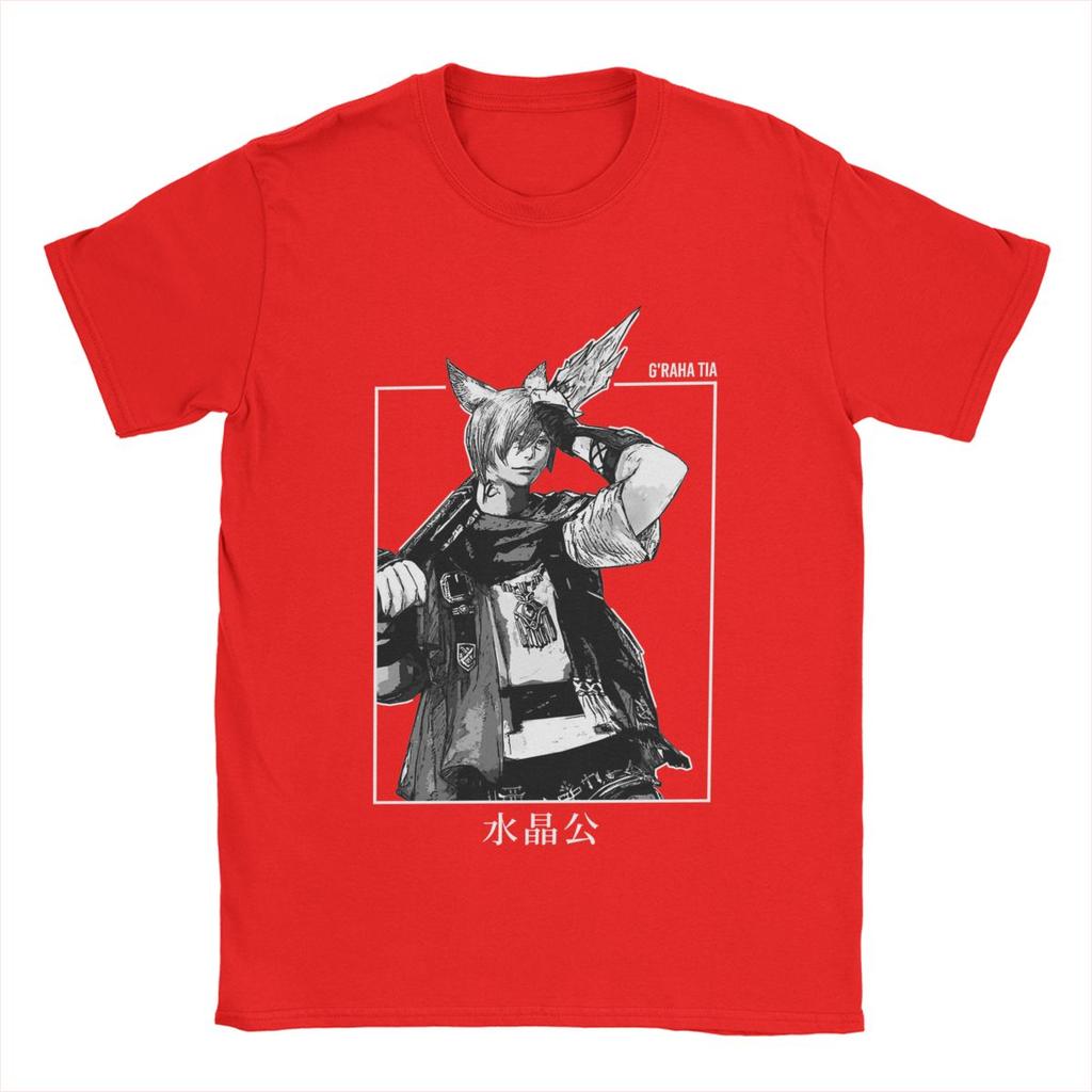 Fantastische Final Fantasy FFXIV G'raha Tia Endwalker T-Shirts für Herren Reines Baumwoll-T-Shirt Kurzarm-T-Shirt Bedruckte Kleidung