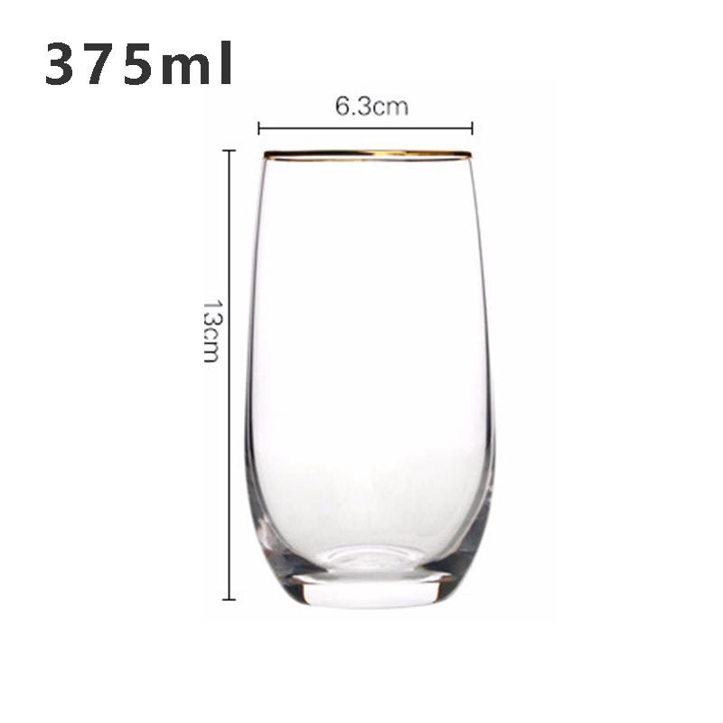 375ml Crystal Glass Cup Thickened Wine Cup Transparent Tea Cup Whiskey Cocktail Drinking Glass Wedding Gold Rimmed Glassware